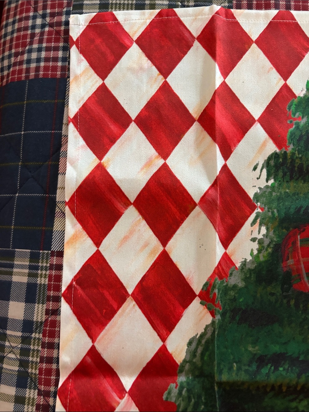 MacKenzie-Childs Black Scottie Dog Holiday Towel - Red, Green, Gold - Picture 4 of 7